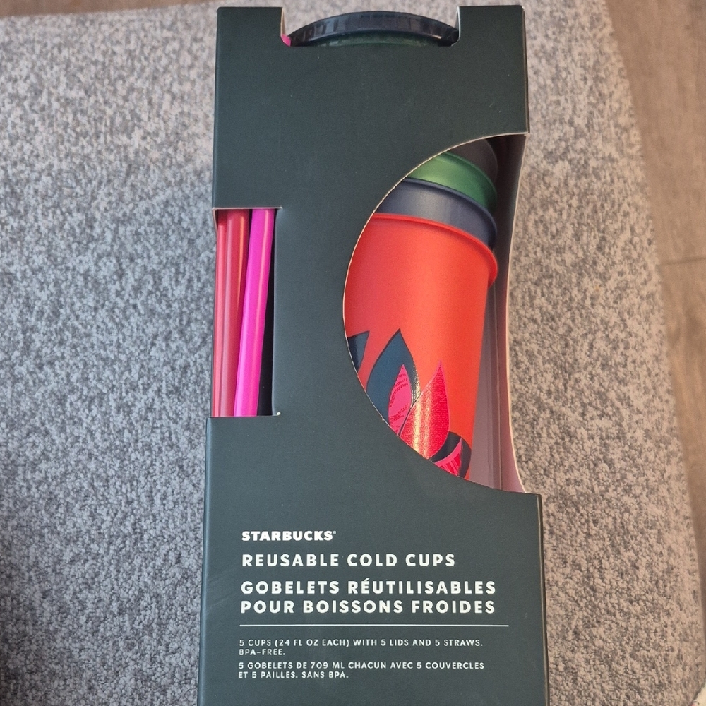 Starbucks Colorful Reusable Cold Cups with Straws